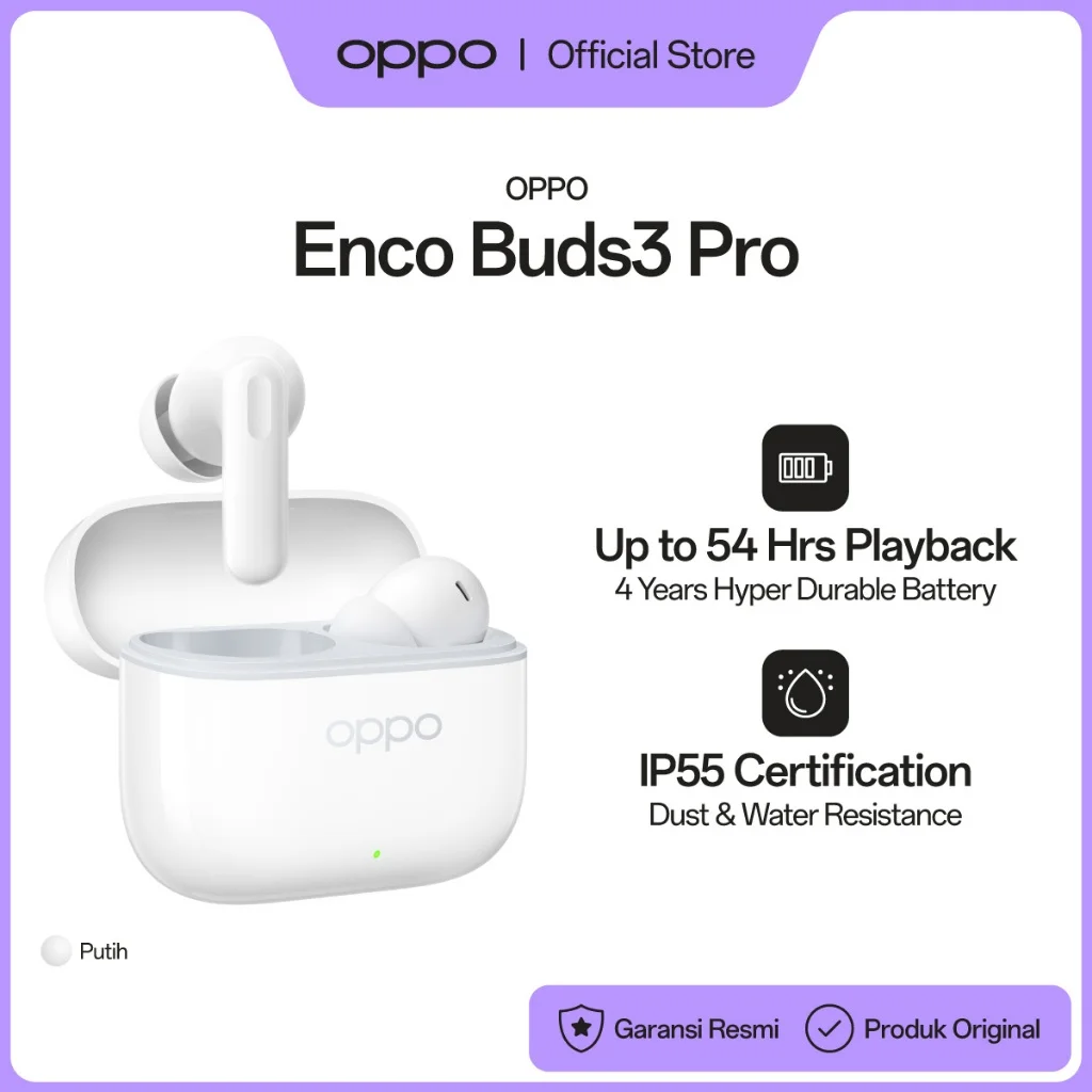 OPPO Enco Buds3 Pro TWS Earbuds dengan Baterai Tahan Lama