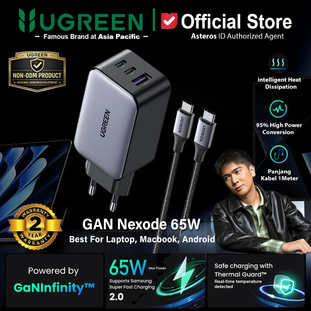 UGREEN Nexode 65W — Charger GaN Satu Colokan untuk Laptop dan HP